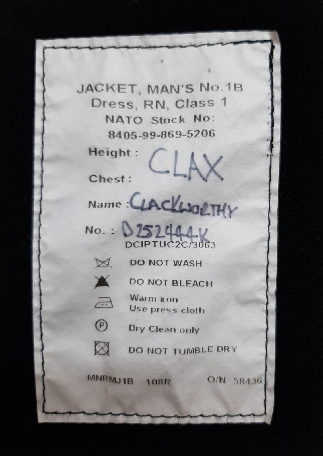 No1B RN Jacket CPO Mans British Naval Chief Petty Navy Size 108cm Reg