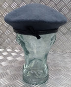 RAF Royal Air Force Beret Knitted Wool Blue Grey With Leather Rim & Badge Eyelets 55cm New