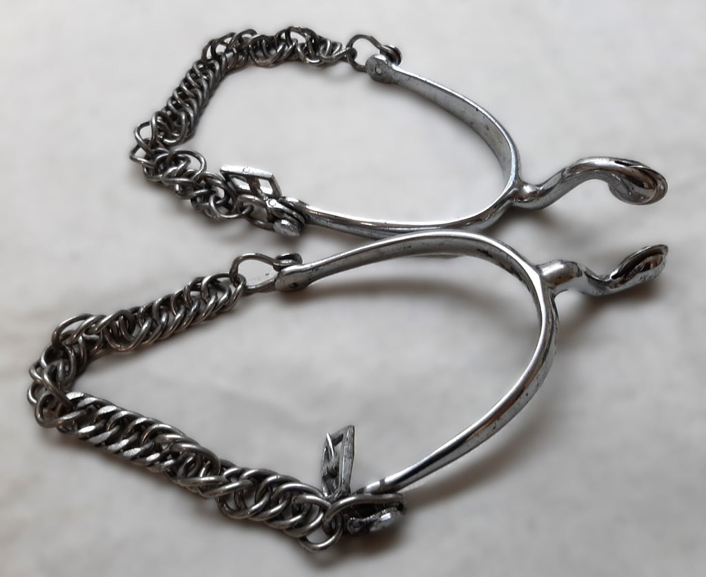 British Army Spurs Chrome With Boot Chains Household Cavalry HCav Swan Neck