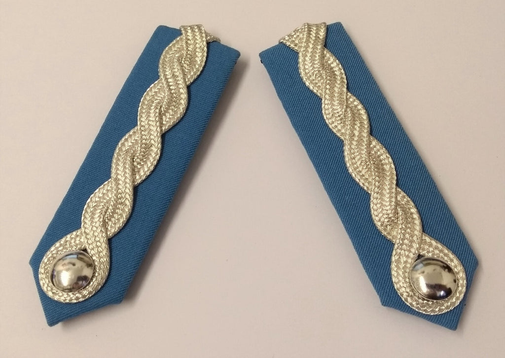 Collar Tabs Light Blue RAF Royal Air Force Silver Braid and Plain Buttons Press-stud Fit
