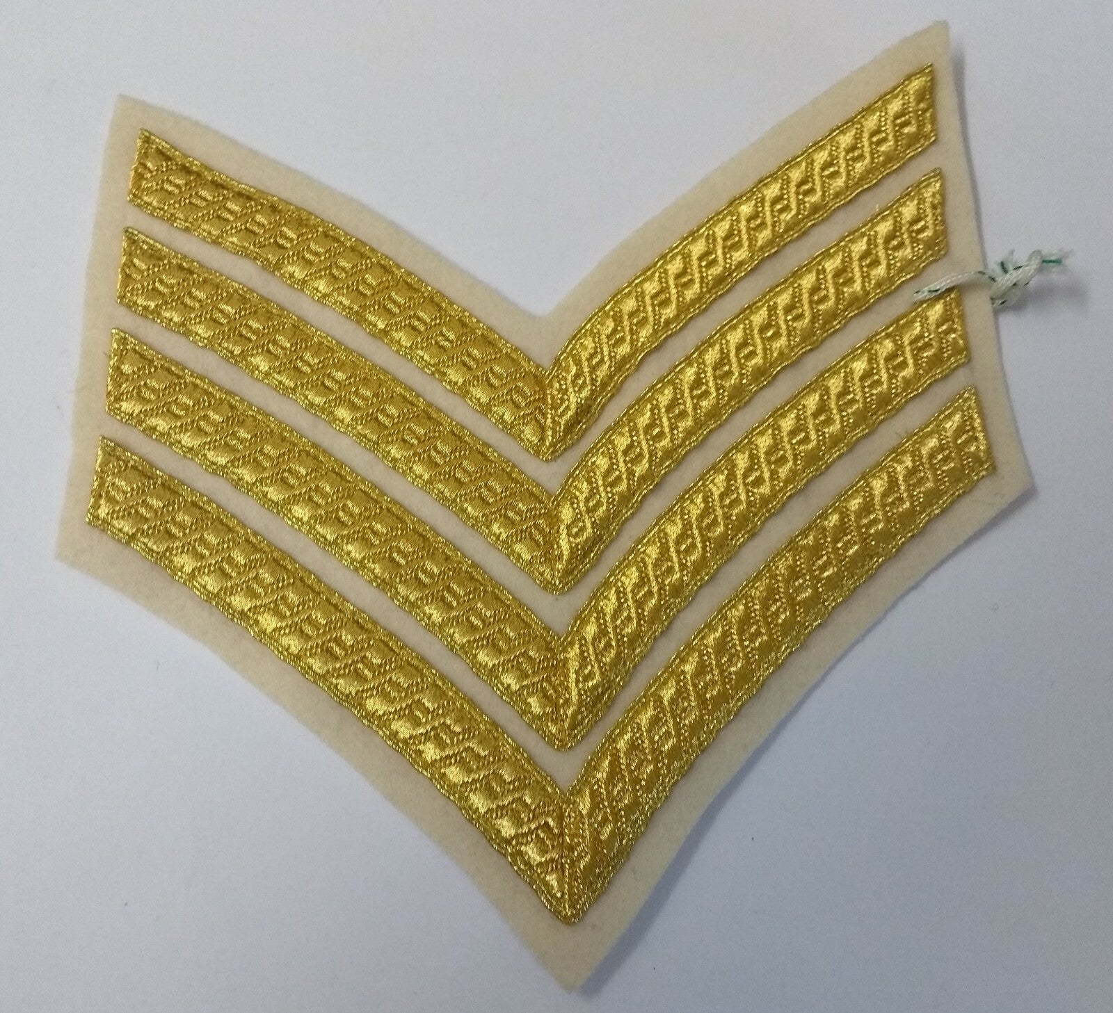 Genuine British Issue Gold Wire 4 Bar Chevrons On White Felt