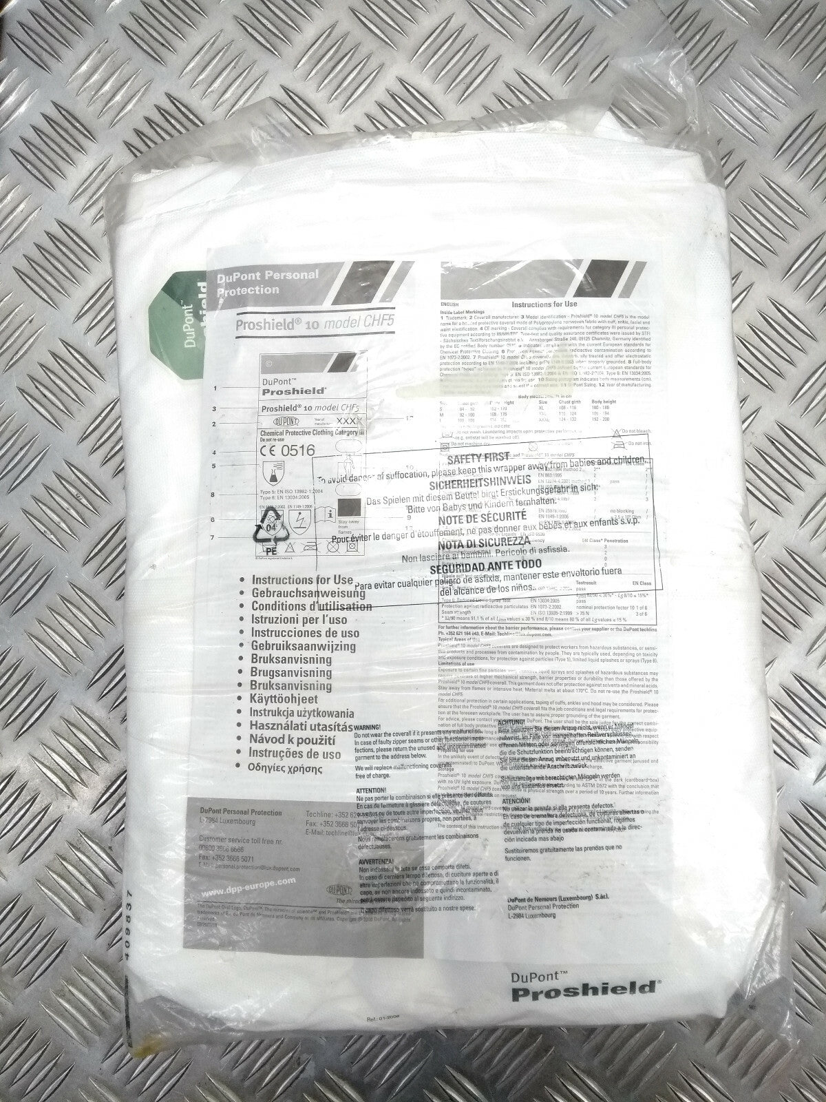 DuPont Proshield 10 CHF5 Type 5/6 Polyprop Hood Coverall Size L Pack Of 2