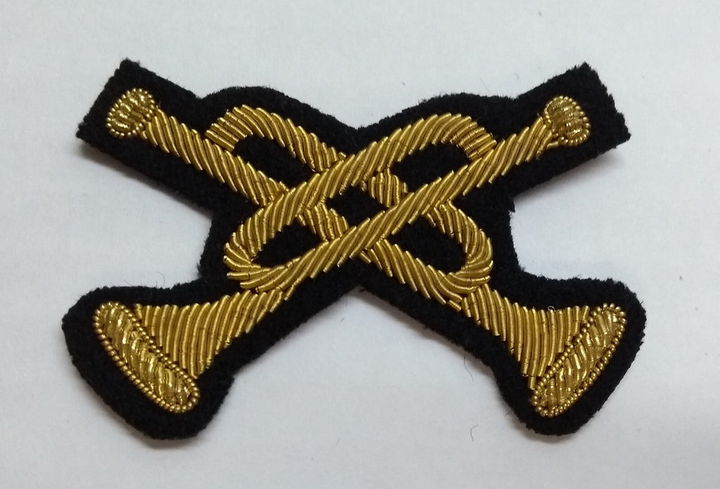 Mess Kit Badge Crossed Trumpets British Army Hand Embroidered Wire Arm Patch