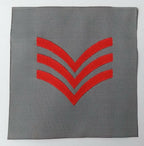 3 Bar Chevrons Patches Three Red Stripe on Grey New old stock