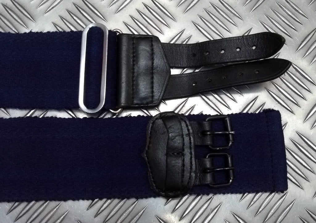 Royal Navy Blue Stable Belt Double Leather Straps & Chrome Slide Adjust Max 34"