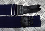Royal Navy Blue Stable Belt Double Leather Straps & Chrome Slide Adjust Max 34"