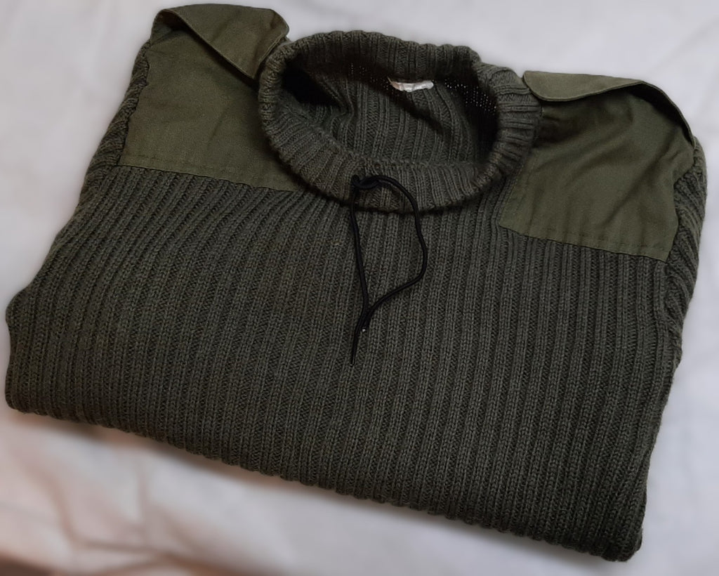 Army Commando Jumper British Forces Ribbed Olive Green Pullover L CPL Insignia M
