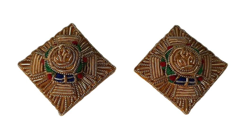 Officer Rank Stars British Army 7/8" (Gold) Hand Embroidered H/E Insignia 1 Pair