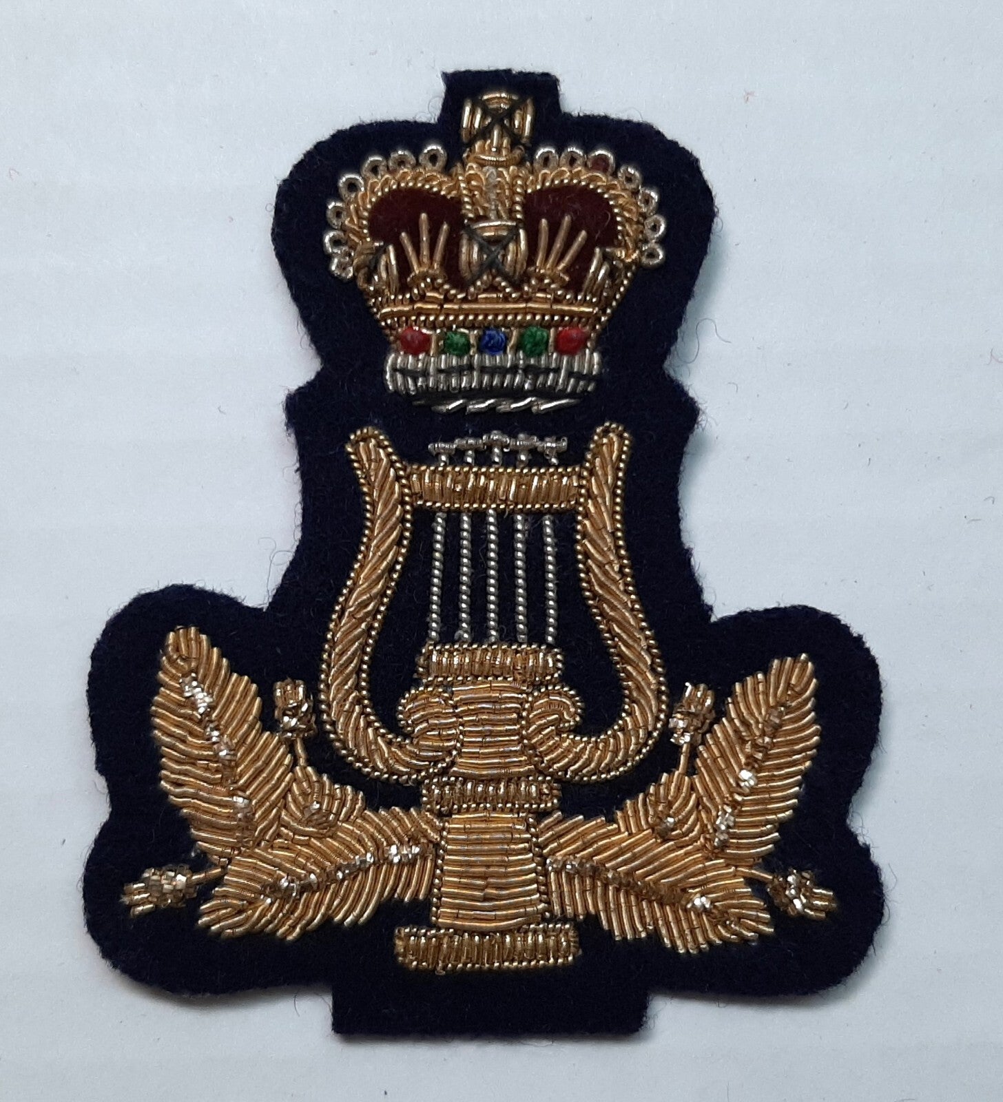 Lyre and Crown No1 and Ceremonial Dress British Army Blue Embroidered Arm Patch