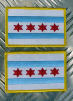 US USA Chicago City Flag Sew on American patch 4 star 2 bar- NEW