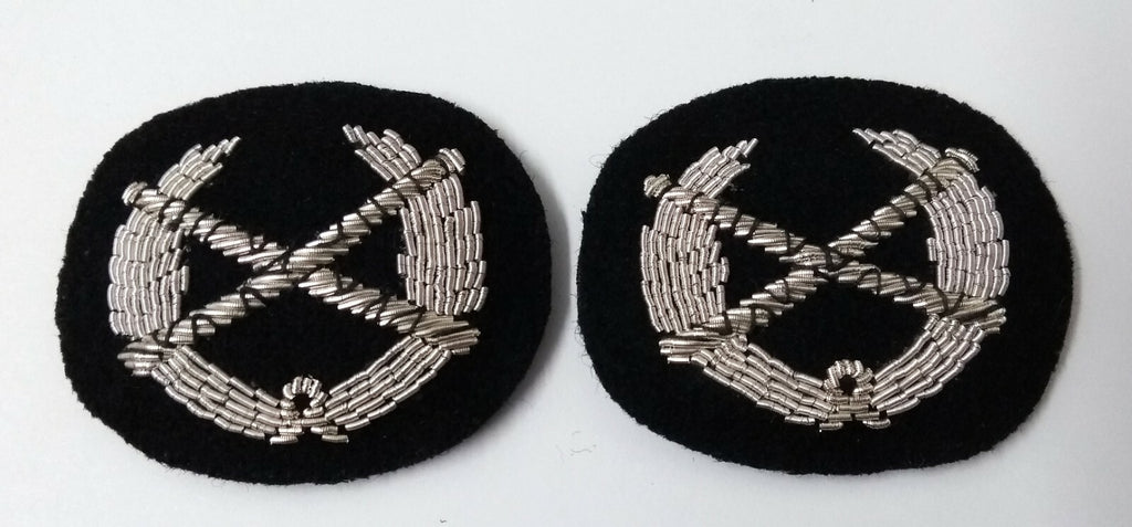 Genuine British Made Field Marshal Wreath Silver Braided Collar Patches ASPS265