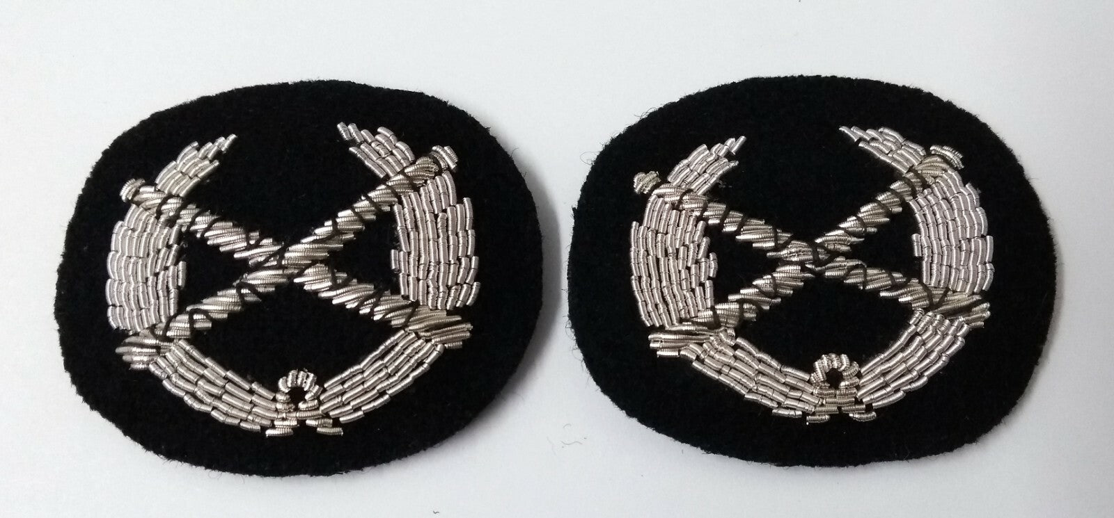 Genuine British Made Field Marshal Wreath Silver Braided Collar Patches ASPS265