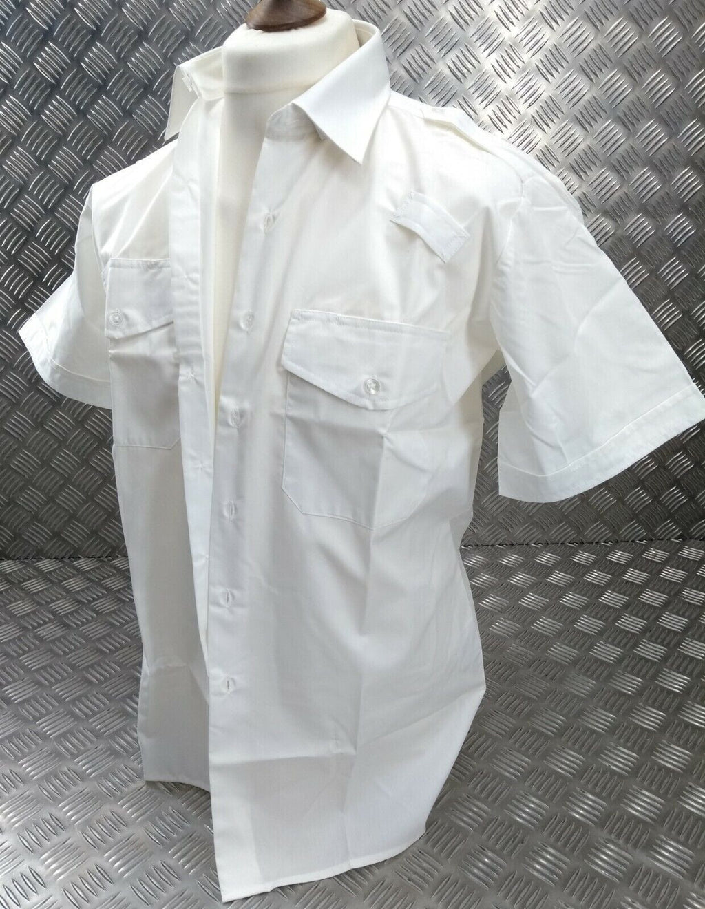 OPG White Uniform Shirt Short Sleeve With Epaulettes Collar 17.5"