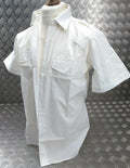 OPG White Uniform Shirt Short Sleeve With Epaulettes Collar 17.5"