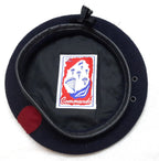 Commando Navy Blue Beret With Maroon Teardrop Patch Pure Laine No Insignia 56cm