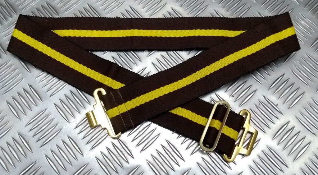 Stable Belt Unknown Pattern 37 Buckle Brow with Yellow Stripe 49mm Wide