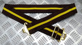 Stable Belt Unknown Pattern 37 Buckle Brow with Yellow Stripe 49mm Wide