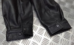Leather Bomber Jacket Full Collar CWU Style Black Lined Casual Zip Front Coat