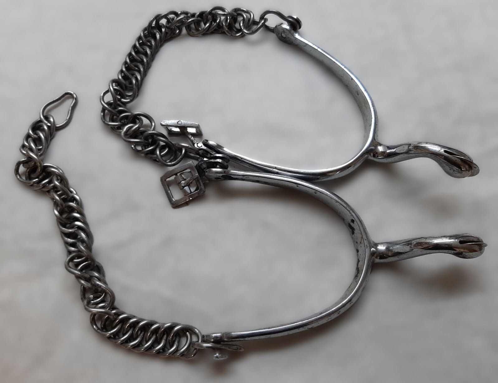 British Army Spurs Chrome With Boot Chains Household Cavalry HCav Swan Neck