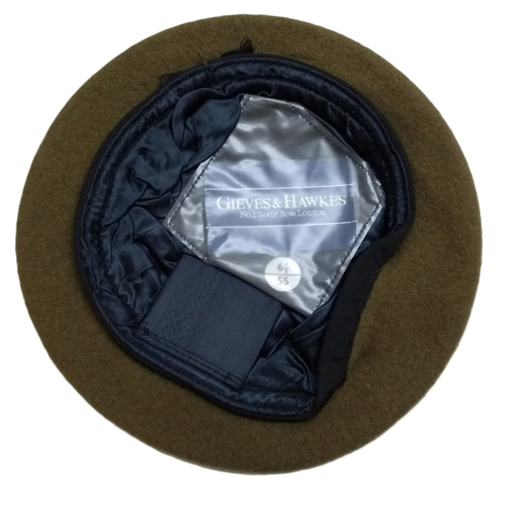 No2 Khaki Beret Cap Gieves & Hawkes UK OFC Pattern with Petersham Trim 55cm
