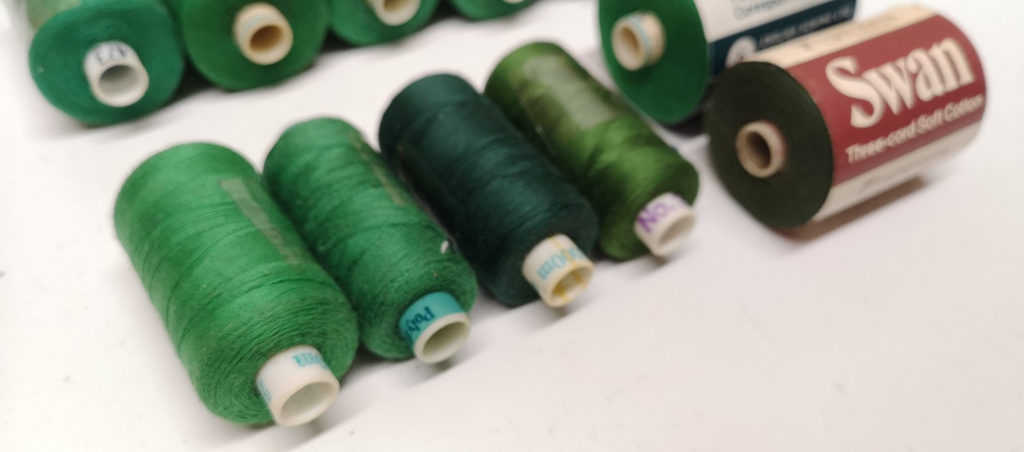 Polyfil Polyester/Cotton Corespun Thread Green Colour Shades joblot of 21 rolls