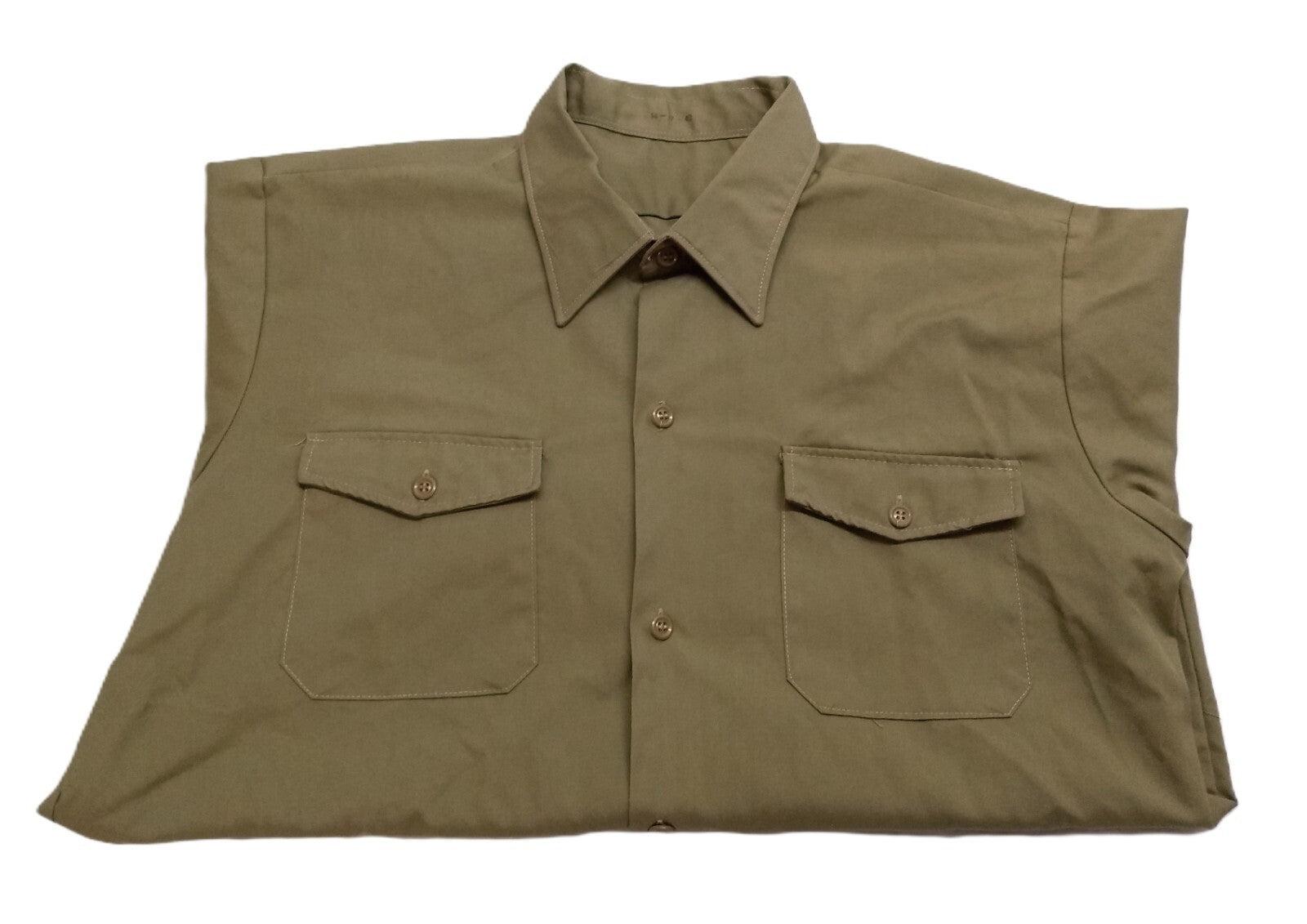 Vintage Combat Shirt Army Khaki Dress Uniform Short Sleeves Size 17 / 43cm
