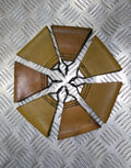 Genuine Vintage Tan Brown Leather Belt Slide / Fob With Loop Metal Attachment