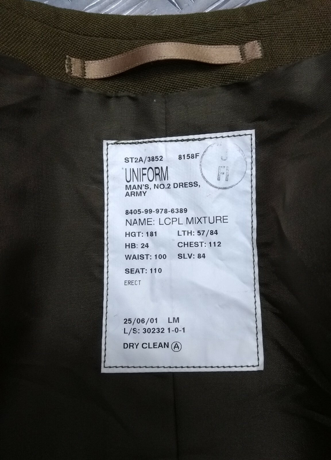 No2 RLC Jacket Old Pattern Dress Royal Logistics Fancy Dress
