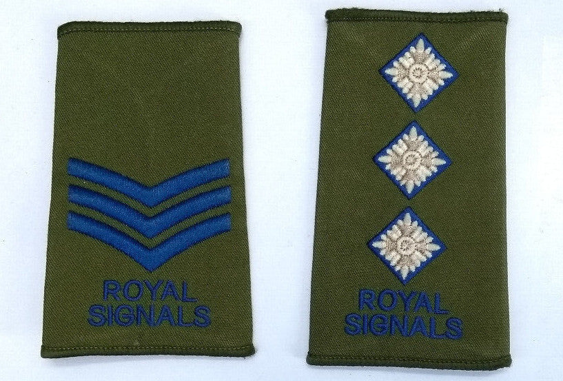Royal Signals Green & Blue Rank Slides / Epaulettes