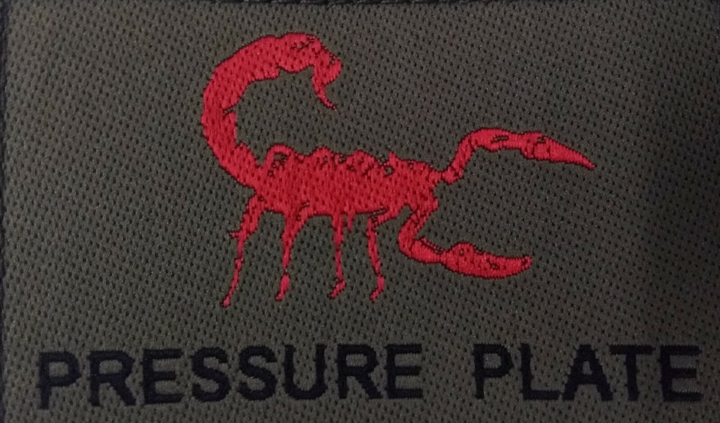 OD Green Army Patch Red Scorpion "Pressure Plate" Additional Morale Badge