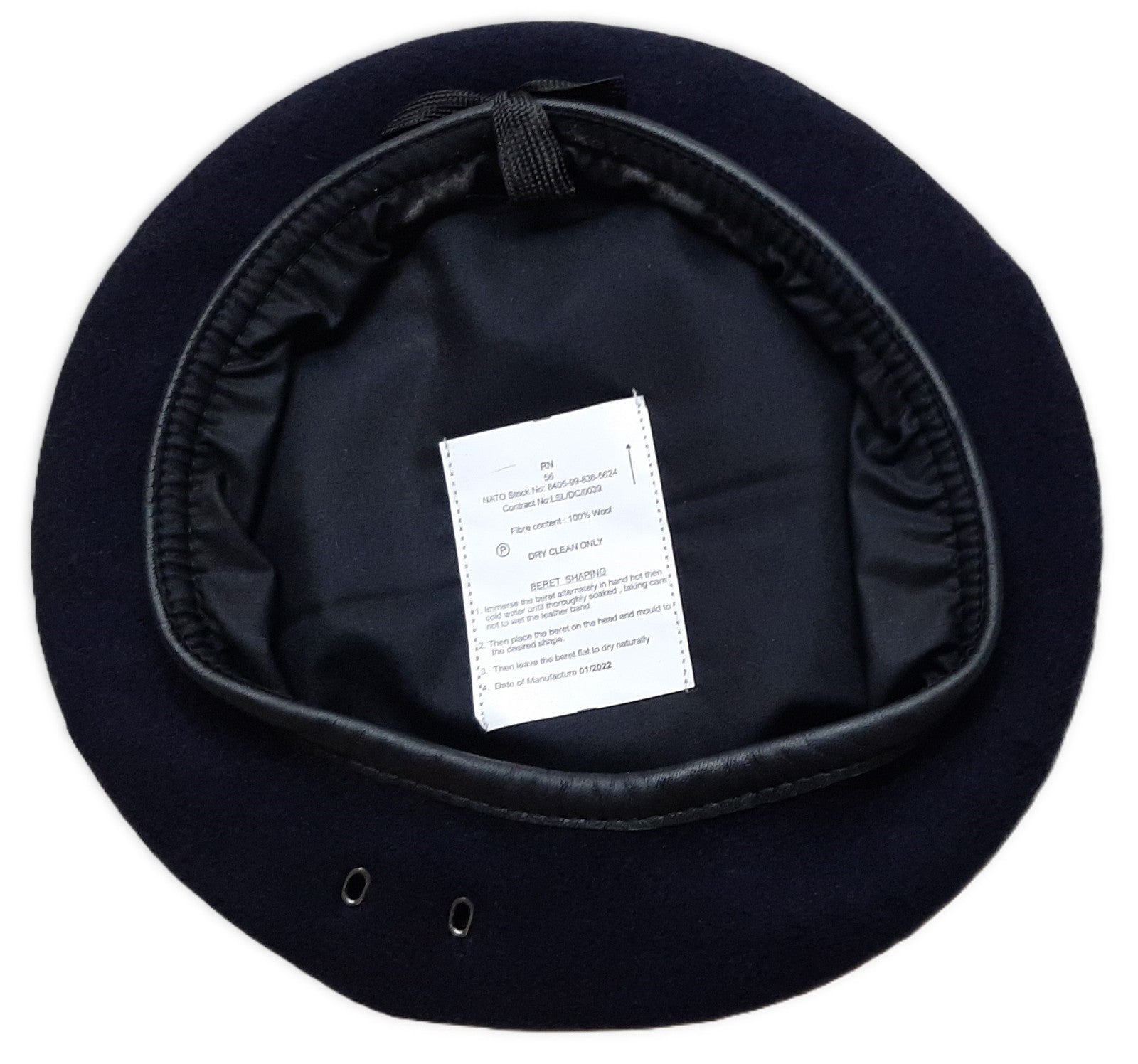RN Navy Beret Wool Knitted With Leather Rim Naval Size 56cm x 10 Pieces NEW