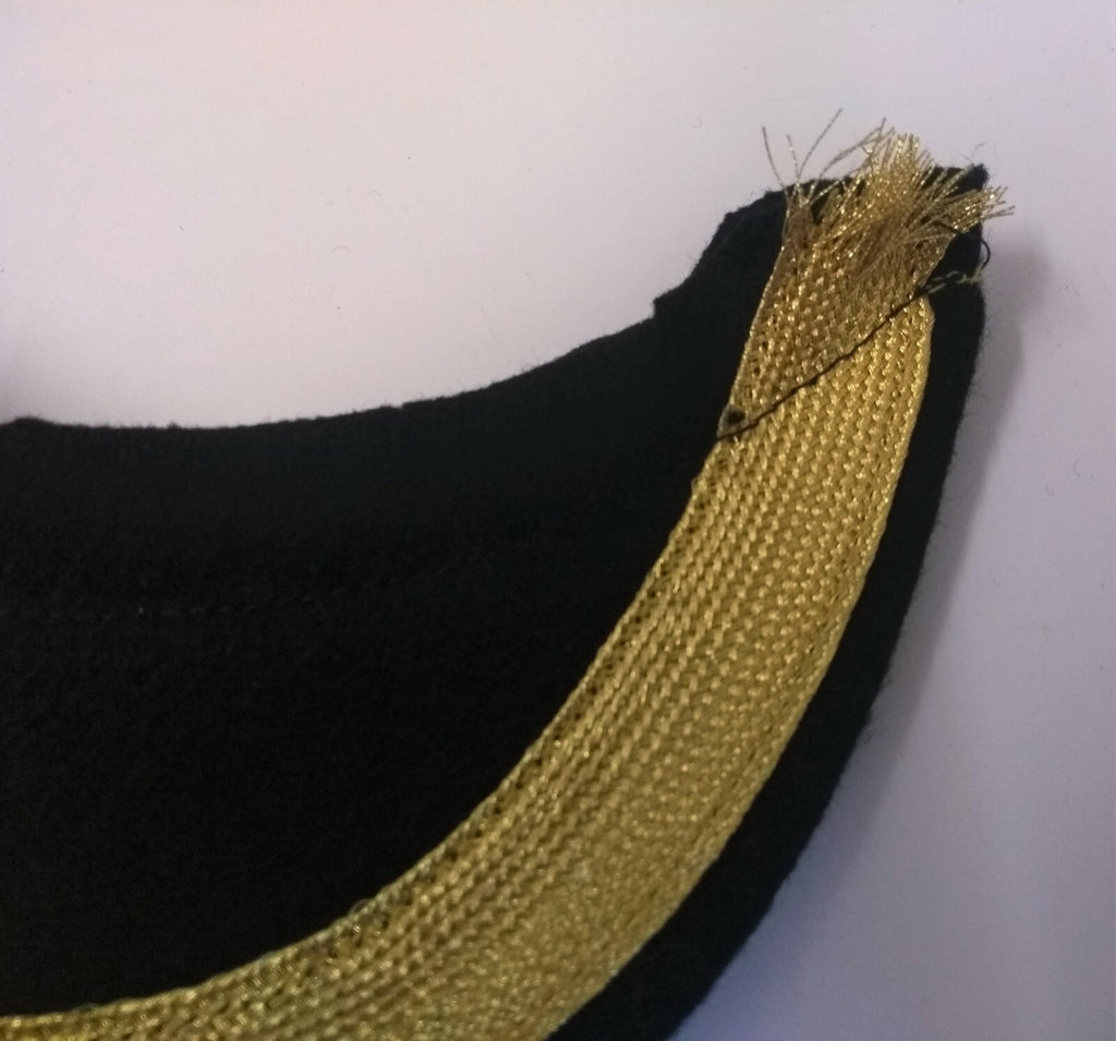 Genuine British Made Senior Officer Gold 3/4" Braided Felt Dress Cap Peak