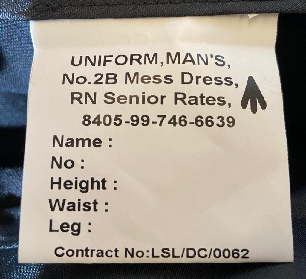 No2B Mess Trousers British Naval Dress Senior Rates Navy UK RN Waist 88cm XS
