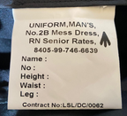 No2B Mess Trousers British Naval Dress Senior Rates Navy UK RN Waist 88cm XS