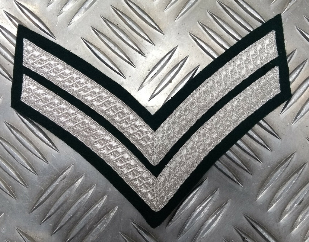 Genuine British Issue Mess Dress Rank Chevrons Silver Braid On Green