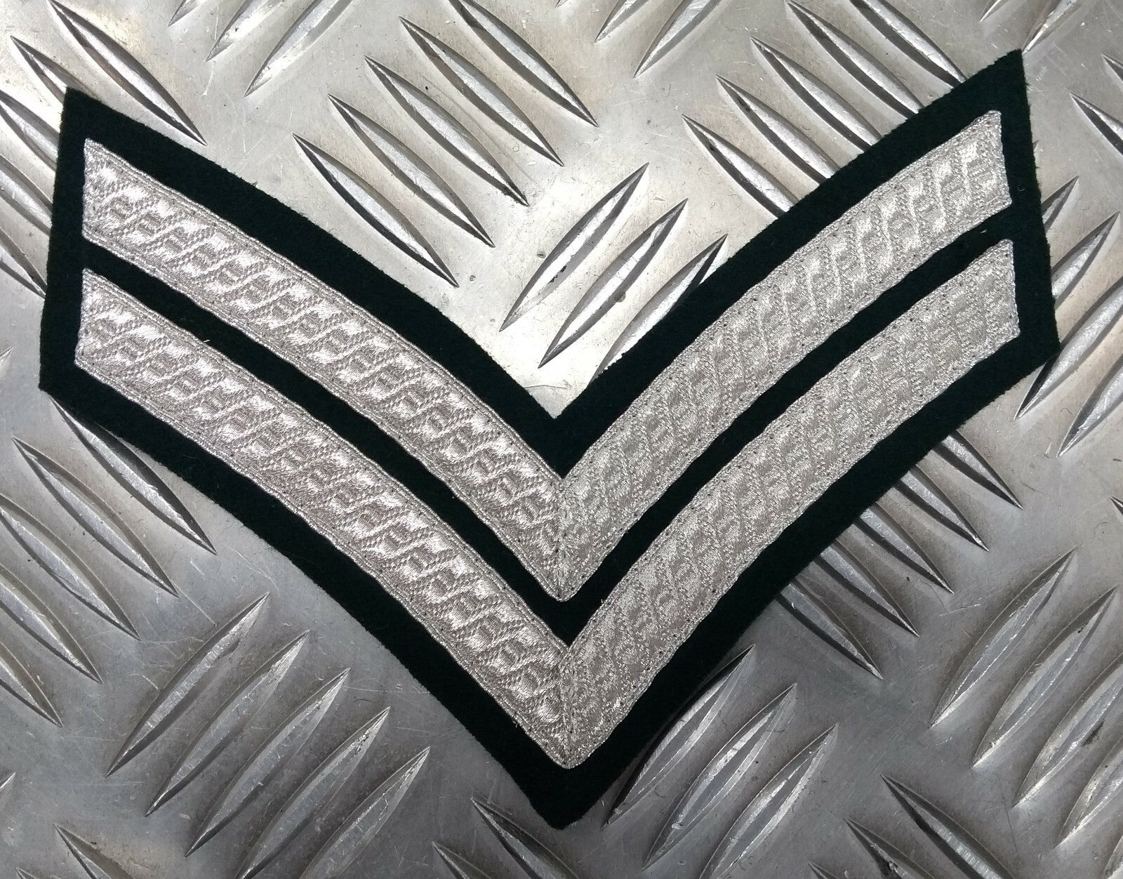 Genuine British Issue Mess Dress Rank Chevrons Silver Braid On Green