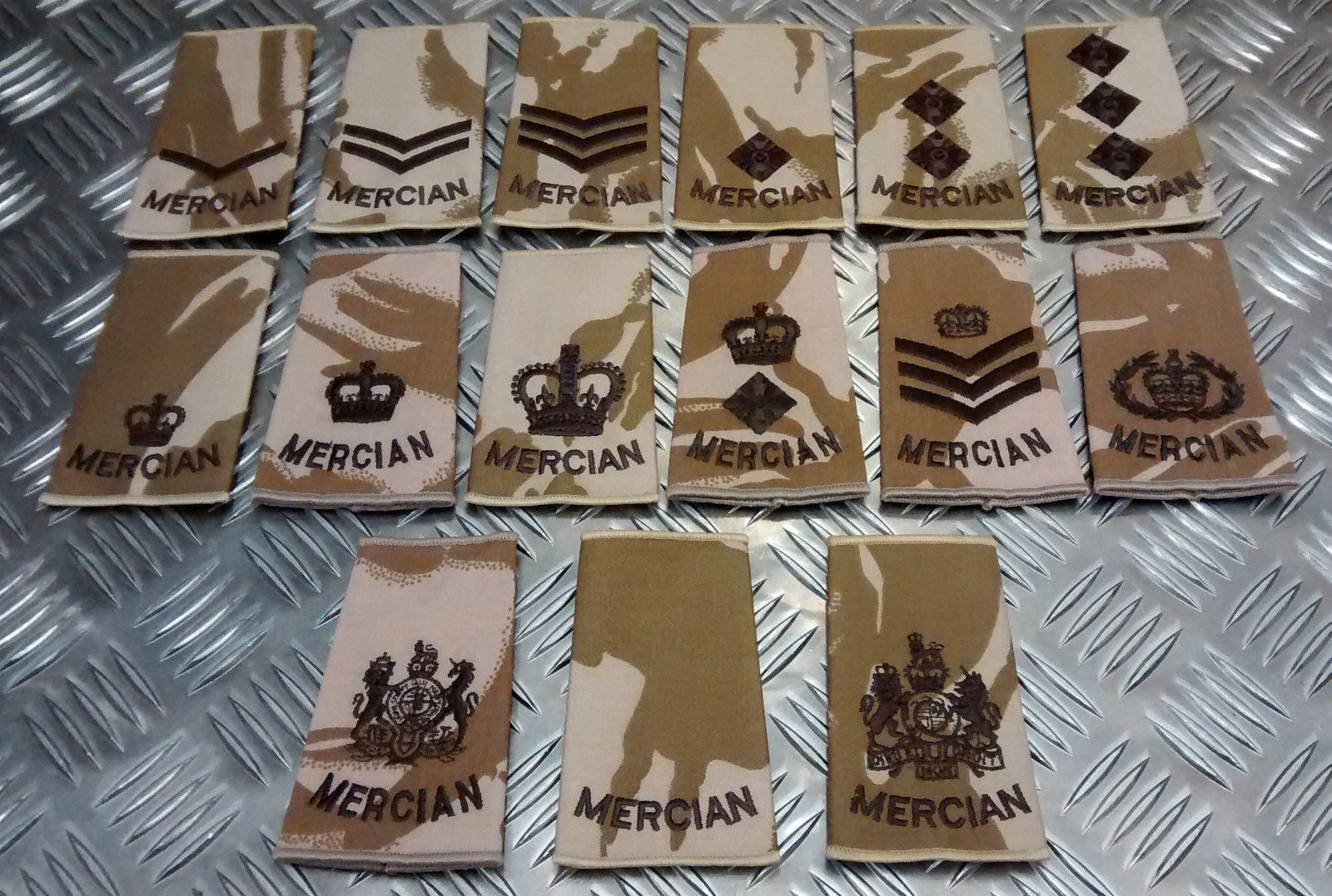Genuine British Army Desert Camo Mercian Rank Slide Various Ranks - NEW