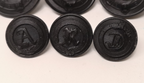 Black Livery / Civilian Buttons with Various Decorative Initial Letters set of 8