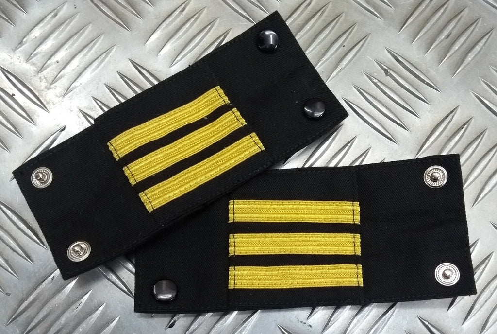 Genuine Vintage Navy Issue Rank Shoulder Tabs Press Stud With Gold Lace Flashes