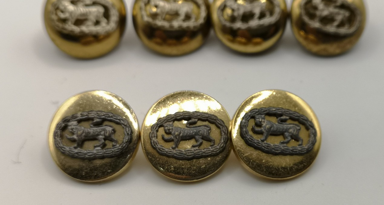 Royal Anglian Mounted Buttons Mixed Sizes and Types set of 12