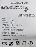 Mk4B FR Trousers British Ballyclare LTD Cold Weather Over Trouser Asst