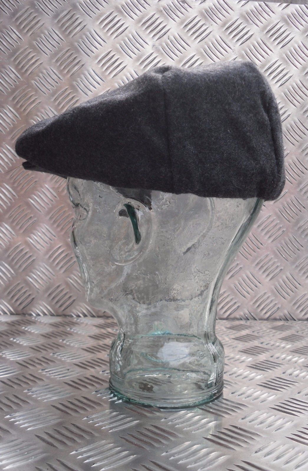 Dark Grey Wool Mix Quilt Lined Grandads Hat / Flat cap like Cheese Cutter Cap