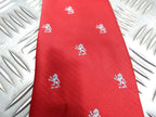Red Clip On Tie with Grey Lion Insignia Genuine British - NEW
