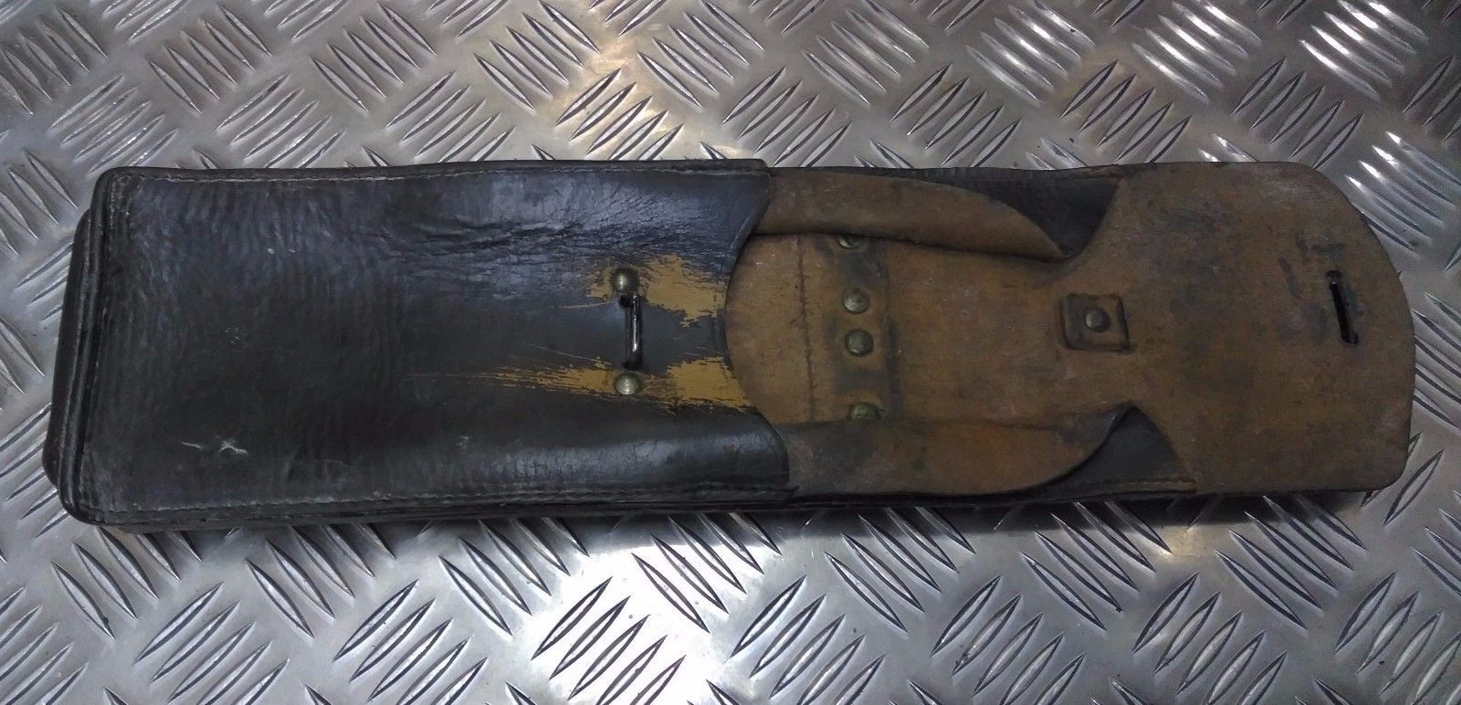 Genuine Vintage Army Leather Pouch with belt loops and metal loop - with Defect