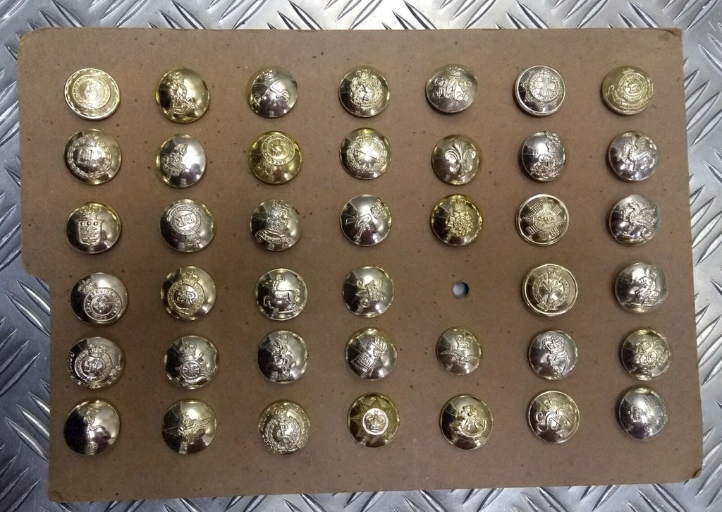 Genuine British Dress Buttons On Taylors Display Card 41 Asst Regiments