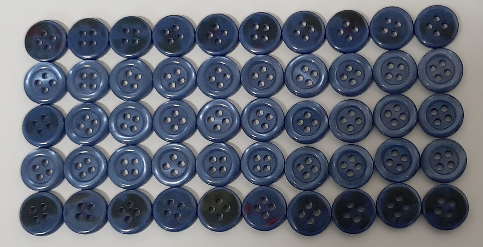 100 Vintage Buttons 4 Hole Shirt / Shank Anchors Pearlesque Mid Blue 11.3mm NOS