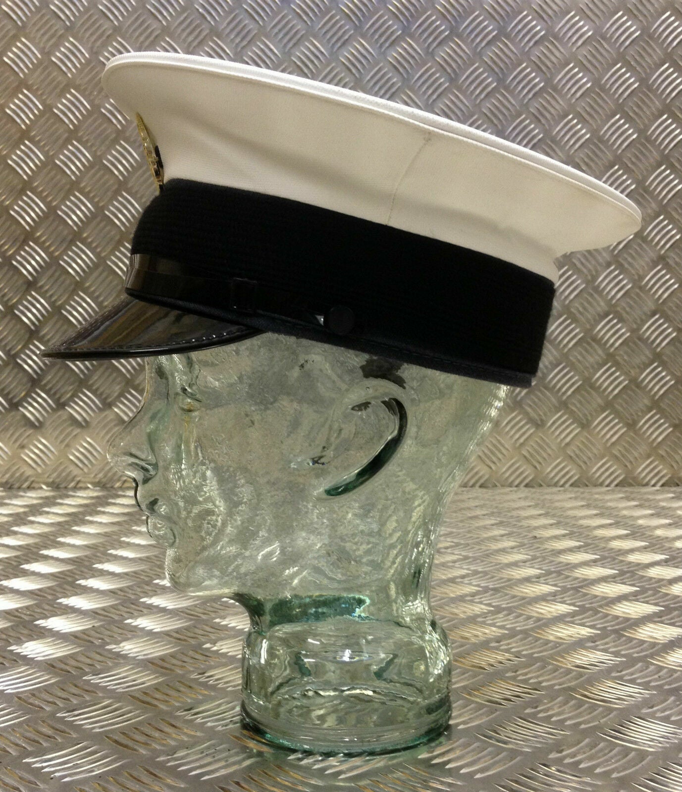 RAF Royal Air Force Dress Hat White Top Visor Cap with Badge 63cm