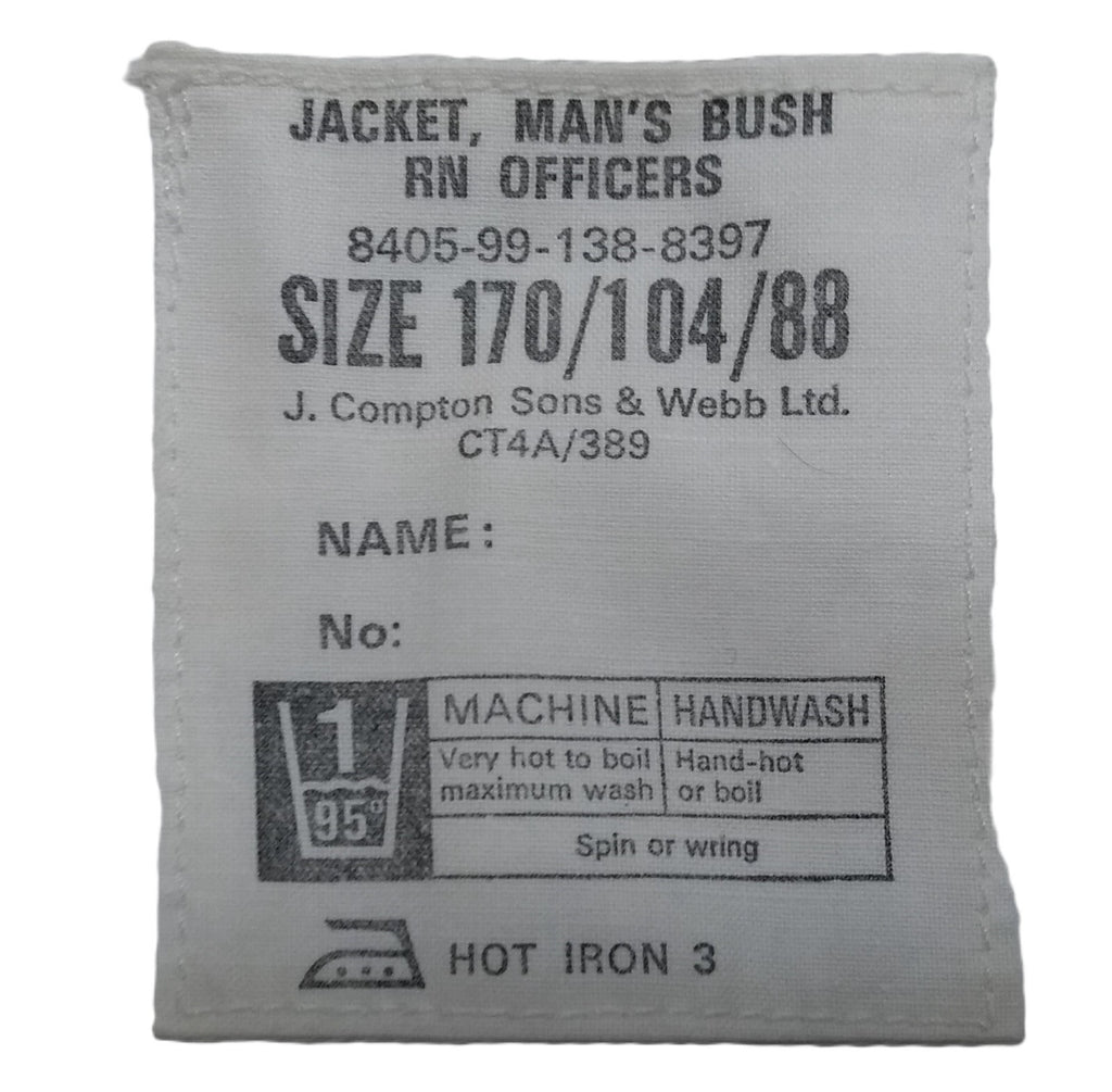Vintage Bush Jacket Man's British Naval RN Ofc Dress No Buttons