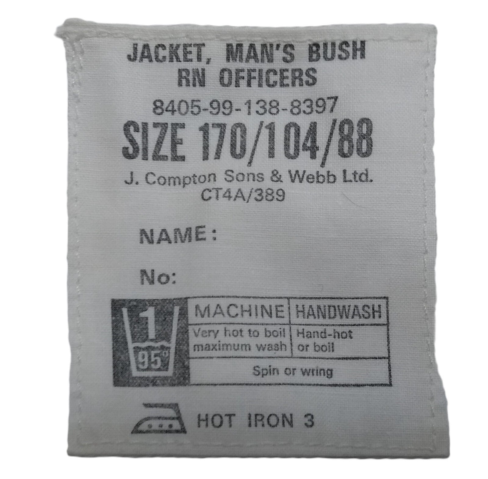 Vintage Bush Jacket Man's British Naval RN Ofc Dress No Buttons