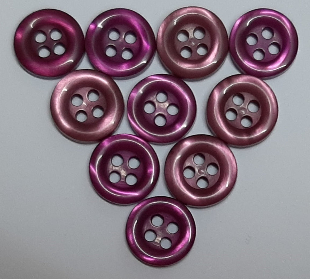 Buttons 10 Vintage 4 Hole for Dress Shirts Pearlesque Purple Tints 11mm NOS